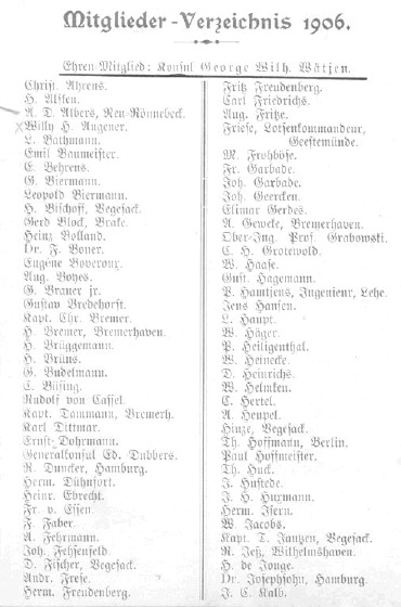 Mitgliederverzeichnis 1906