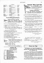 Deutscher Motor-Yacht-Klub, 11.9.1921, Meldungen