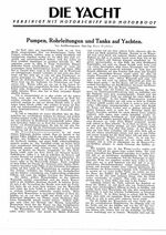Pumpen, Rohrleitungen und Tanks auf Yachten