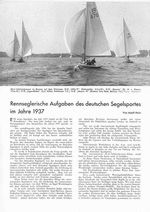 Rennseglerische Aufgaben im Jahre 1937