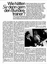Yacht-Gespräch über die Aufgaben des Bundestrainers