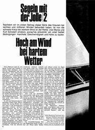 Segeln mit der Jolle - 2. Hoch am Wind bei hartem Wetter
