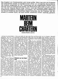 Chartern - Erlebnisse und Erfahrungen