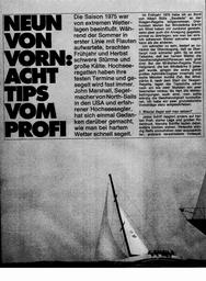 Neun von vorn: Acht Tips vom Profi                                J.Marschall, Gedanken, wie man bei hartem Wetter schnell segelt