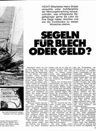 Segeln für Blech oder Geld?