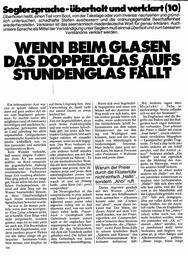 Seglersprache - überholt und verklart (10)         Wenn beim Glasen das Doppelglas aufs Stundenglas fällt