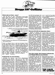 (1) Höhenruder am Heck; (2) Außenborder mit TÜV-Zertifkat; (3) Elektomagnetische Schwimmer gegen Seepocken; (4) Neuer Außenborder von Mercury; (5) Evinrude - Johnson Vergleich;           (6) Neuer Mariner-Außenborder; (7) Schnellste Serien-Dieselyach