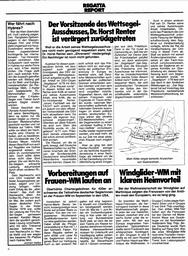 Dr. Renter, Vorsitzender des Wettsegel-Ausschusses zurückgetreten