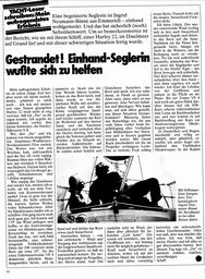 Yacht-Leser schreiben: Gestrandet! Einhand-Seglerin wußte sich zu helfen