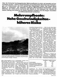 Mehrrumpfboote: Hohe Geschwindigkeiten - höheres Risiko