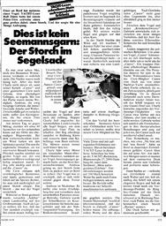Yacht-Leser schreiben: Der Storch im Segelsack
