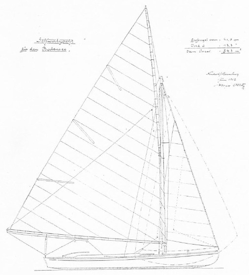 Schwertyacht für den Bodensee Segelriss