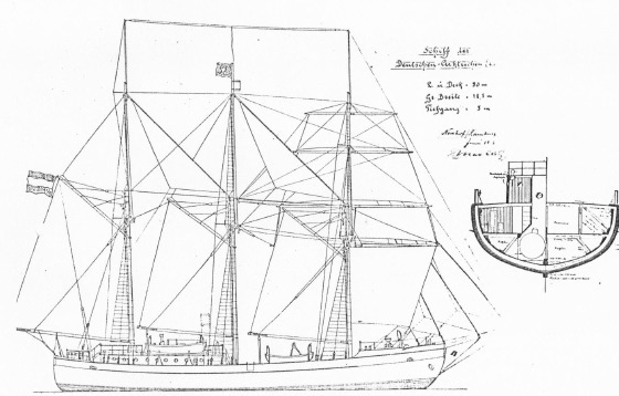 Schiff für deutsch-arktische Expedition Segelriss