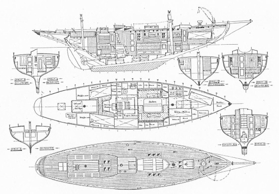 Kreuzeryacht 16,2 m Einrichtungsplan