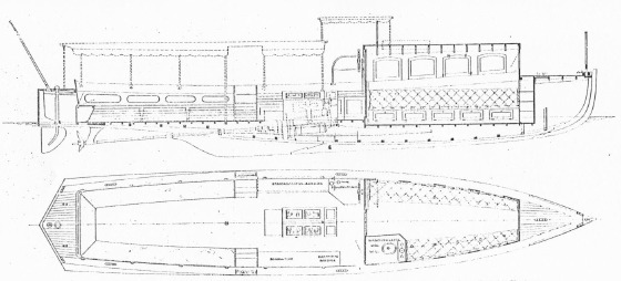 Motor-Salonboot "Bertha", Einrichtungsplan